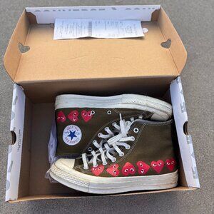 Converse Comme Des Garcons CDG Play Khaki Hearts Hi Top Sneaker